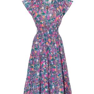 Rails Amelia Cotton Floral Print Smocked Waist Dress Size XS Great Condition